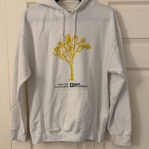National Geographic White Hoodie with Yellow Tree Design